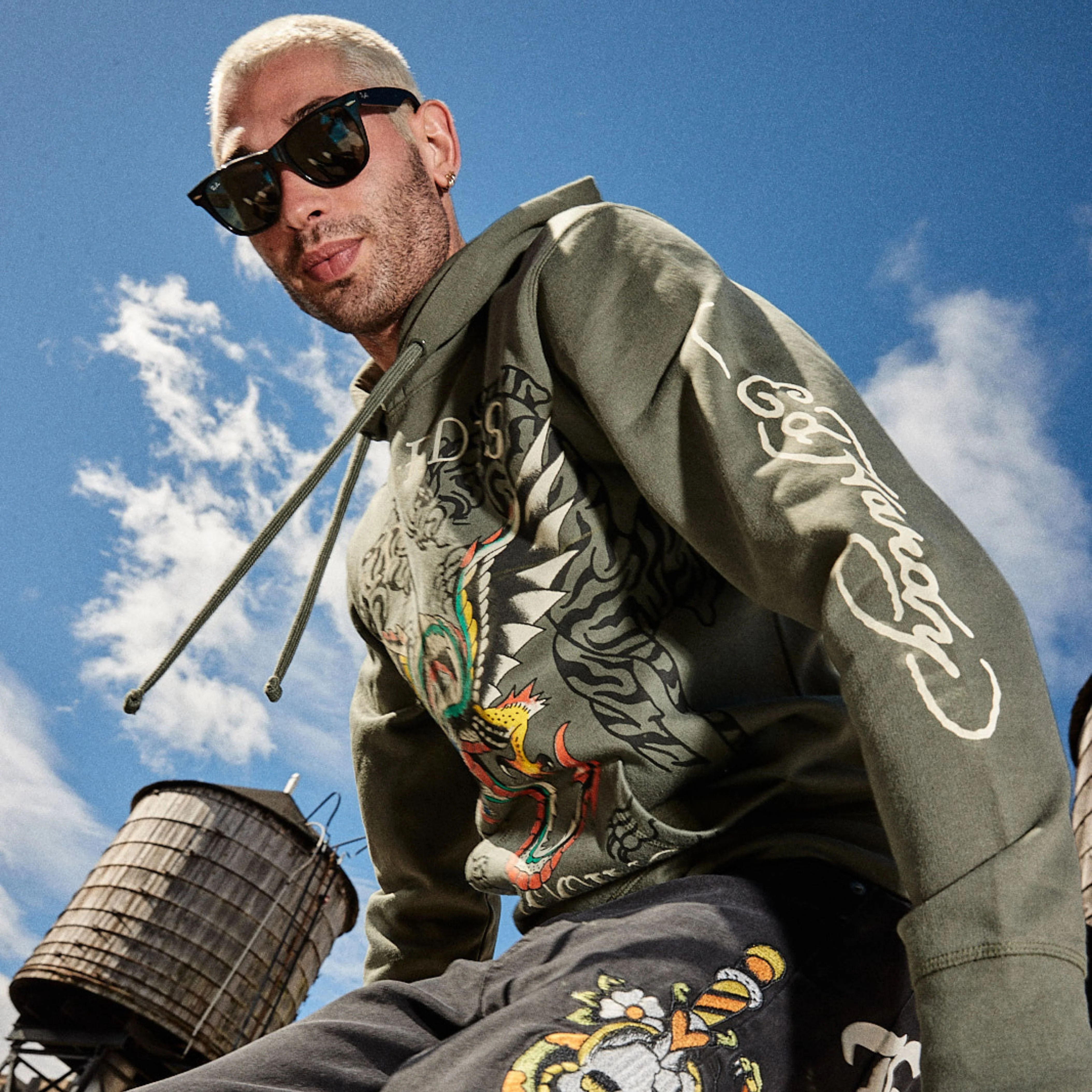 Dragon Wings Olive Pullover Hoodie - Image 3